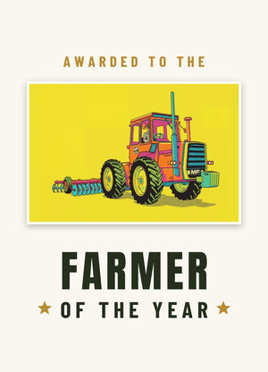 Furrow & Fields Greeting Card Farmer of the Year Massey Ferguson 1200 Pop Art | Greeting Card Quality Farmers Merch