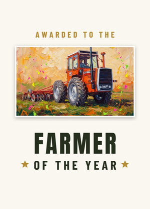 Furrow & Fields Greeting Card Farmer of the Year Massey Ferguson 1200 Splash Art | Greeting Card Quality Farmers Merch
