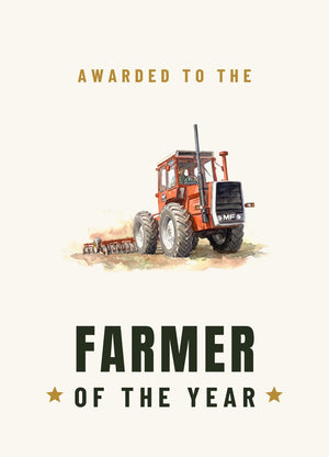 Furrow & Fields Greeting Card Farmer of the Year Massey Ferguson 1200 Watercolour | Greeting Card Quality Farmers Merch