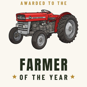 Furrow & Fields Greeting Card Farmer of the Year Massey Ferguson 135 Cartoon | Greeting Card Quality Farmers Merch