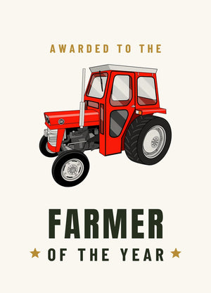 Furrow & Fields Greeting Card Farmer of the Year Massey Ferguson 135 with cab | Greeting Card Quality Farmers Merch