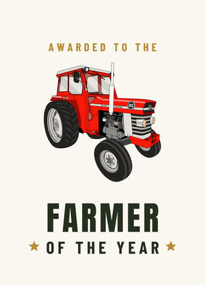 Furrow & Fields Greeting Card Farmer of the Year Massey Ferguson 185 | Greeting Card Quality Farmers Merch