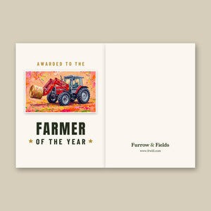 Furrow & Fields Greeting Card Farmer of the Year Massey Ferguson 3070 Autotronic Splash Art | Greeting Card Quality Farmers Merch