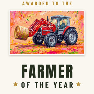 Furrow & Fields Greeting Card Farmer of the Year Massey Ferguson 3070 Autotronic Splash Art | Greeting Card Quality Farmers Merch