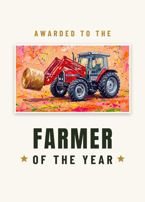 Furrow & Fields Greeting Card Farmer of the Year Massey Ferguson 3070 Autotronic Splash Art | Greeting Card Quality Farmers Merch