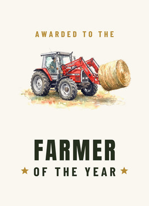 Furrow & Fields Greeting Card Farmer of the Year Massey Ferguson 3070 Autotronic Watercolour | Greeting Card Quality Farmers Merch