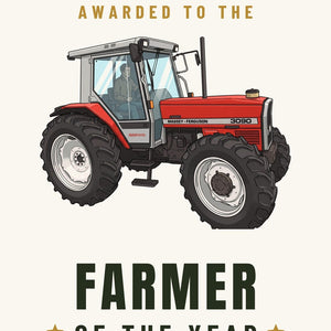 Furrow & Fields Greeting Card Farmer of the Year Massey Ferguson 3090 Cartoon | Greeting Card Quality Farmers Merch