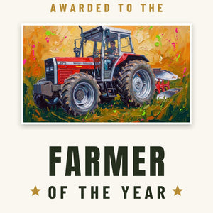 Furrow & Fields Greeting Card Farmer of the Year Massey Ferguson 375 Splash Art | Greeting Card Quality Farmers Merch