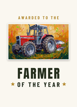 Furrow & Fields Greeting Card Farmer of the Year Massey Ferguson 375 Splash Art | Greeting Card Quality Farmers Merch
