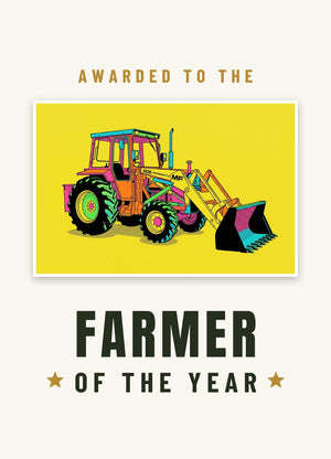 Furrow & Fields Greeting Card Farmer of the Year Massey Ferguson 50E Pop Art | Greeting Card Quality Farmers Merch