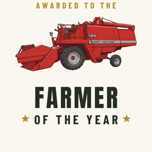 Furrow & Fields Greeting Card Farmer of the Year Massey Ferguson 520 Cartoon | Greeting Card Quality Farmers Merch