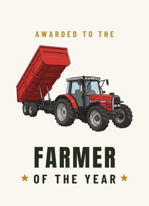 Furrow & Fields Greeting Card Farmer of the Year Massey Ferguson 6180 Cartoon | Greeting Card Quality Farmers Merch