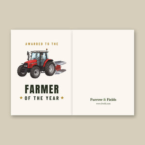 Furrow & Fields Greeting Card Farmer of the Year Massey Ferguson 6255 Cartoon | Greeting Card Quality Farmers Merch