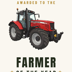 Furrow & Fields Greeting Card Farmer of the Year Massey Ferguson 6480 Cartoon | Greeting Card Quality Farmers Merch