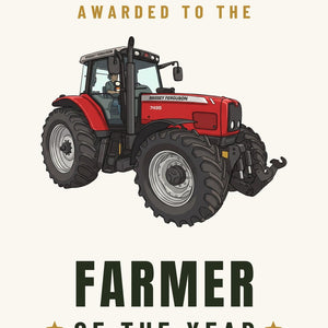 Furrow & Fields Greeting Card Farmer of the Year Massey Ferguson 7495 Cartoon | Greeting Card Quality Farmers Merch