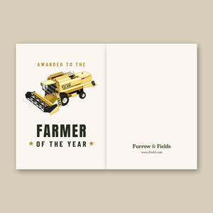 Furrow & Fields Greeting Card Farmer of the Year New Holland TX 66 Combine Harvester | Greeting Card Quality Farmers Merch