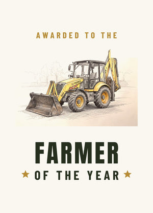 Furrow & Fields Greeting Card Farmer of the Year Terex 860 Elite Pencil Sketch | Greeting Card Quality Farmers Merch