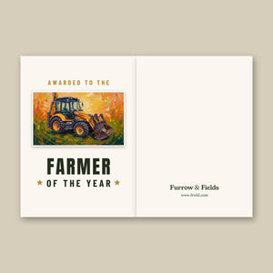 Furrow & Fields Greeting Card Farmer of the Year Terex 860 Elite Splash Art | Greeting Card Quality Farmers Merch