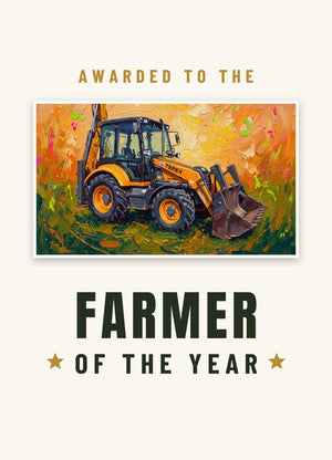 Furrow & Fields Greeting Card Farmer of the Year Terex 860 Elite Splash Art | Greeting Card Quality Farmers Merch