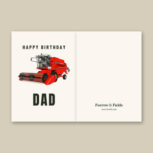 Furrow & Fields Greeting Card Happy Birthday Dad 1994 Massey Ferguson 32 Combine Harvester | Greeting Card Quality Farmers Merch