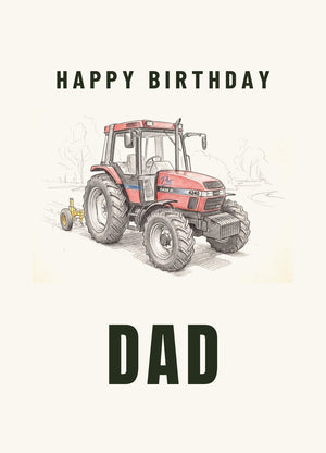 Furrow & Fields Greeting Card Happy Birthday Dad Case IH 4240 XL Pro Pencil Sketch | Greeting Card Quality Farmers Merch
