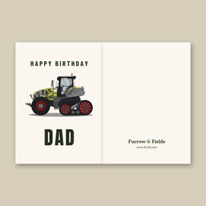 Furrow & Fields Greeting Card Happy Birthday Dad Claas Axion 900 Terra Trac | Greeting Card Quality Farmers Merch