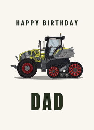 Furrow & Fields Greeting Card Happy Birthday Dad Claas Axion 900 Terra Trac | Greeting Card Quality Farmers Merch