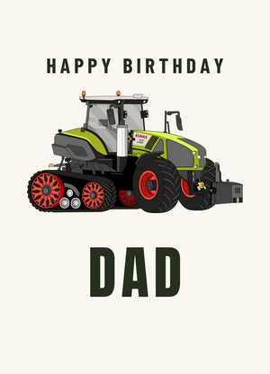Furrow & Fields Greeting Card Happy Birthday Dad Claas Axion 930 | Greeting Card Quality Farmers Merch