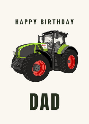 Furrow & Fields Greeting Card Happy Birthday Dad Claas Axion 960 | Greeting Card Quality Farmers Merch