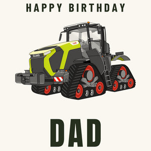 Furrow & Fields Greeting Card Happy Birthday Dad Claas Terion 12.650 Terra Trac | Greeting Card Quality Farmers Merch
