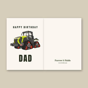 Furrow & Fields Greeting Card Happy Birthday Dad Claas Terion 12.650 Terra Trac | Greeting Card Quality Farmers Merch