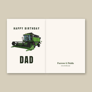 Furrow & Fields Greeting Card Happy Birthday Dad Deutz-Fahr 6060 HTS Combine | Greeting Card Quality Farmers Merch