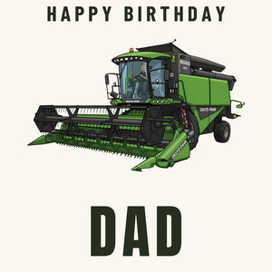 Furrow & Fields Greeting Card Happy Birthday Dad Deutz-Fahr 6060 HTS Combine | Greeting Card Quality Farmers Merch