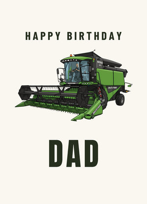 Furrow & Fields Greeting Card Happy Birthday Dad Deutz-Fahr 6060 HTS Combine | Greeting Card Quality Farmers Merch
