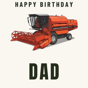 Furrow & Fields Greeting Card Happy Birthday Dad Deutz-Fahr M1320 | Greeting Card Quality Farmers Merch