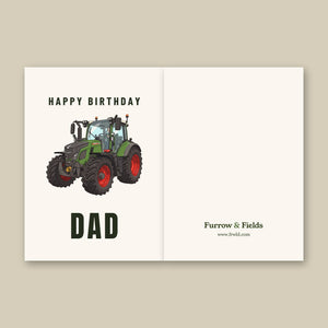 Furrow & Fields Greeting Card Happy Birthday Dad Fendt 516 Vario Cartoon | Greeting Card Quality Farmers Merch