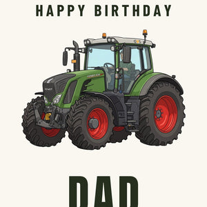 Furrow & Fields Greeting Card Happy Birthday Dad Fendt 828 Vario Cartoon | Greeting Card Quality Farmers Merch