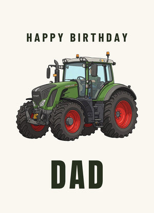 Furrow & Fields Greeting Card Happy Birthday Dad Fendt 828 Vario Cartoon | Greeting Card Quality Farmers Merch