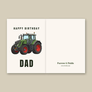 Furrow & Fields Greeting Card Happy Birthday Dad Fendt 828 Vario Cartoon | Greeting Card Quality Farmers Merch