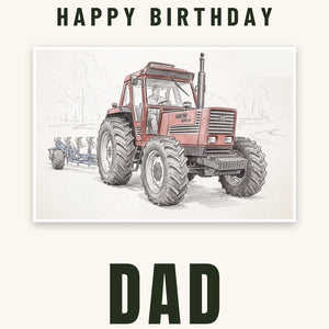 Furrow & Fields Greeting Card Happy Birthday Dad Fiat 1880 Pencil Sketch | Greeting Card Quality Farmers Merch