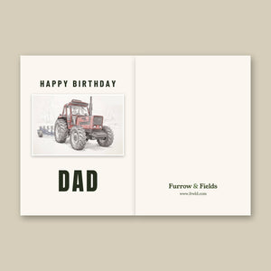 Furrow & Fields Greeting Card Happy Birthday Dad Fiat 1880 Pencil Sketch | Greeting Card Quality Farmers Merch