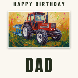 Furrow & Fields Greeting Card Happy Birthday Dad Fiat 1880 Splash Art | Greeting Card Quality Farmers Merch
