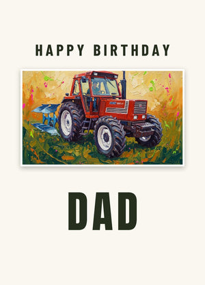 Furrow & Fields Greeting Card Happy Birthday Dad Fiat 1880 Splash Art | Greeting Card Quality Farmers Merch