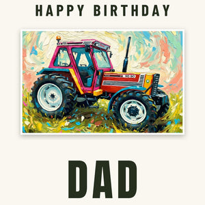Furrow & Fields Greeting Card Happy Birthday Dad Fiat 90-90 DT Splash Art | Greeting Card Quality Farmers Merch