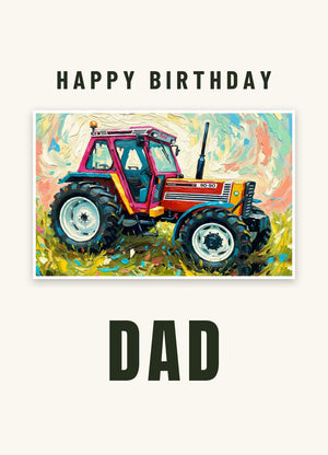 Furrow & Fields Greeting Card Happy Birthday Dad Fiat 90-90 DT Splash Art | Greeting Card Quality Farmers Merch