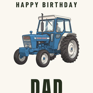 Furrow & Fields Greeting Card Happy Birthday Dad Ford 4000 Cartoon | Greeting Card Quality Farmers Merch