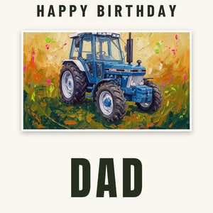Furrow & Fields Greeting Card Happy Birthday Dad Ford 5610 Force II Splash Art | Greeting Card Quality Farmers Merch