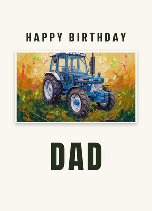 Furrow & Fields Greeting Card Happy Birthday Dad Ford 5610 Force II Splash Art | Greeting Card Quality Farmers Merch