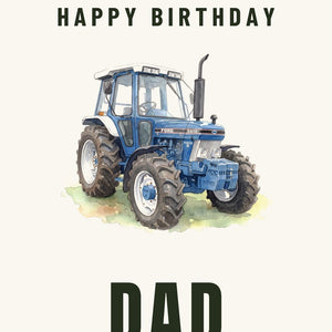 Furrow & Fields Greeting Card Happy Birthday Dad Ford 5610 Force II Watercolour | Greeting Card Quality Farmers Merch