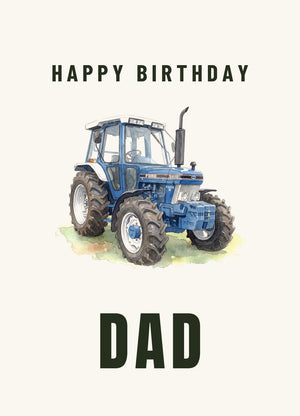Furrow & Fields Greeting Card Happy Birthday Dad Ford 5610 Force II Watercolour | Greeting Card Quality Farmers Merch